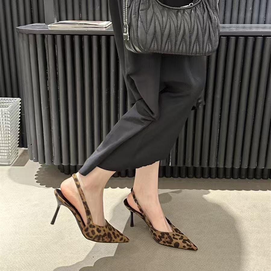 Women’s Leopard Print Suede High Heels – Buckle Strap Round Toe Pumps (6–8cm Heel - Daily Goods