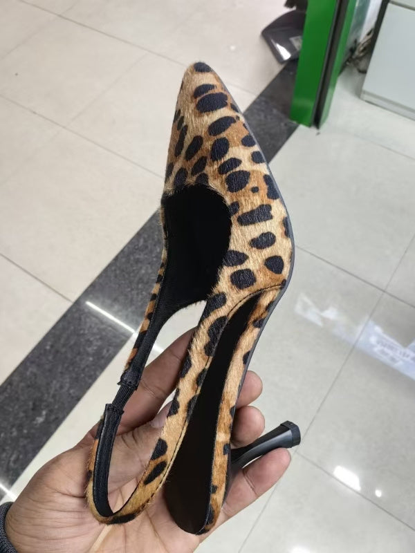 Women’s Leopard Print Suede High Heels – Buckle Strap Round Toe Pumps (6–8cm Heel - Daily Goods