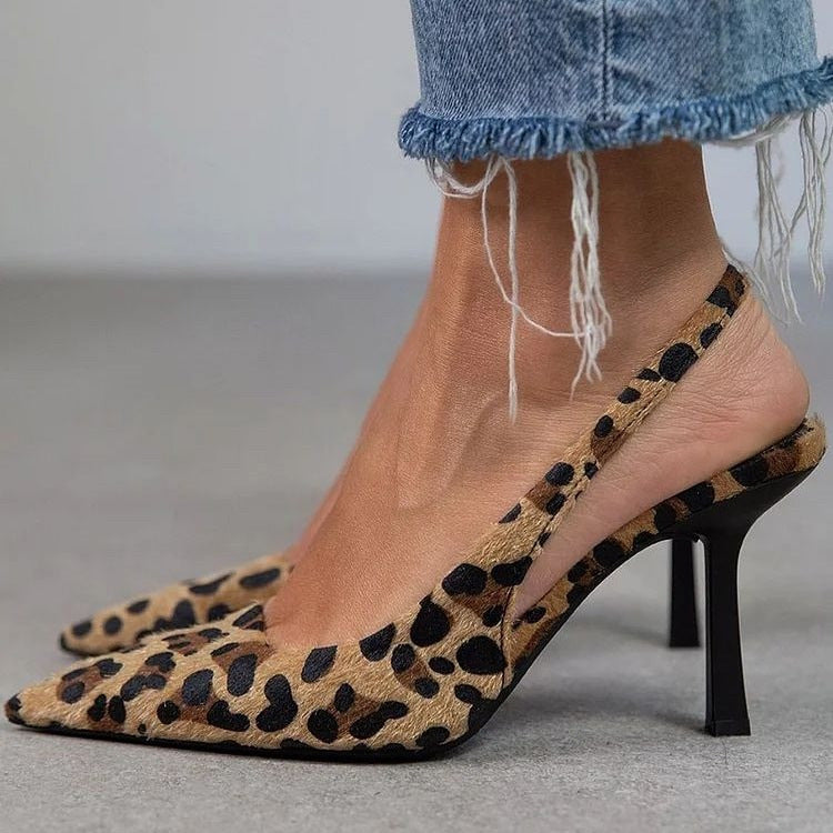 Women’s Leopard Print Suede High Heels – Buckle Strap Round Toe Pumps (6–8cm Heel - Daily Goods