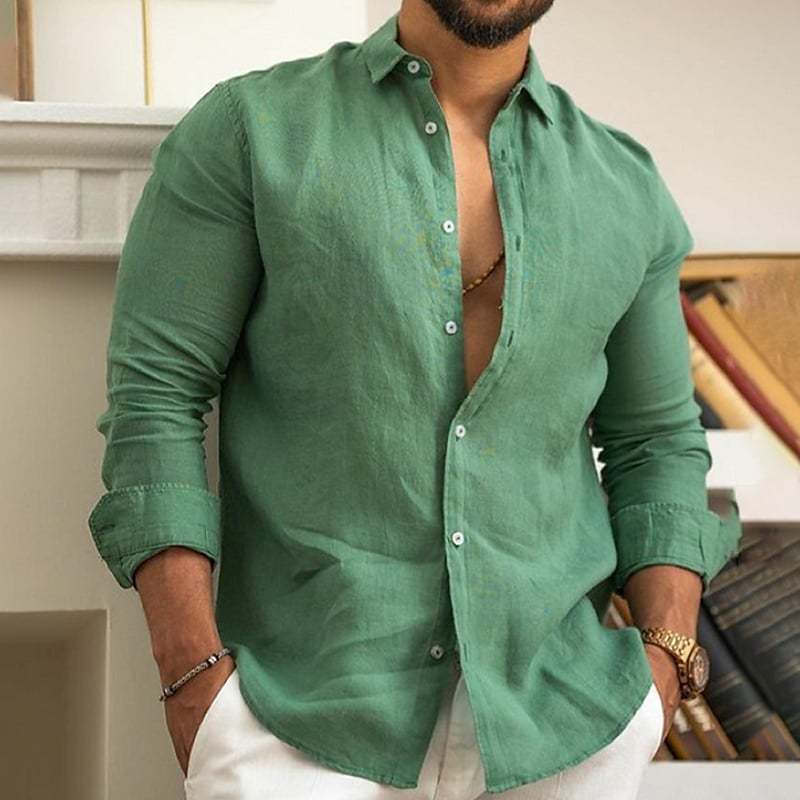 Men’s Cotton-Linen Blend Shirt – Wrinkle-Free, Casual Summer Wear, Short & Long Sleeve Options - Daily Goods