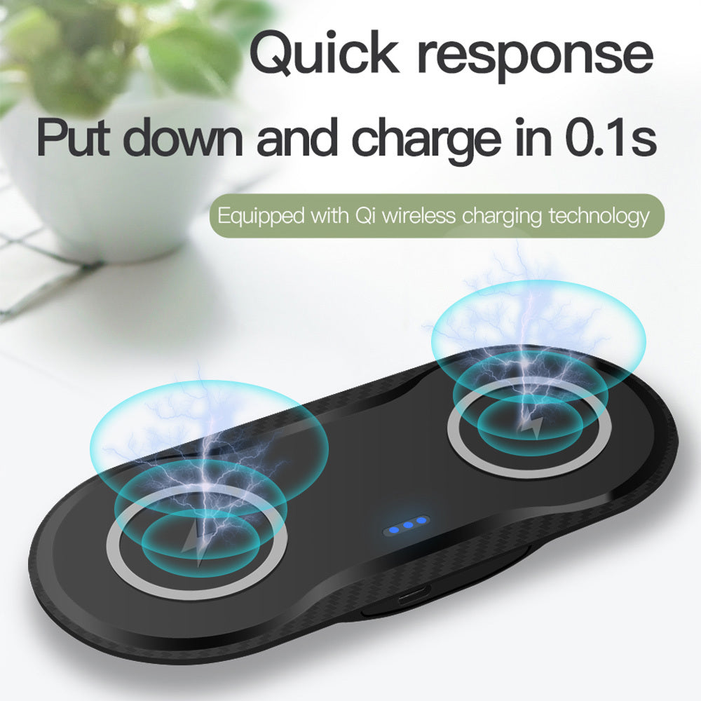 Dual wireless charger for mobile phones. Stable fast charging, intelligent temperature control, Type-C interface - Daily Goods