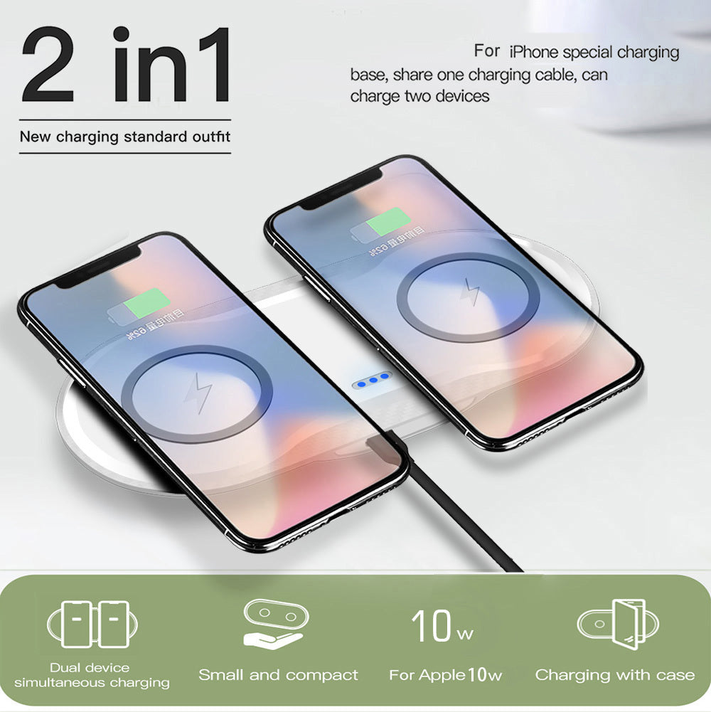 Dual wireless charger for mobile phones. Stable fast charging, intelligent temperature control, Type-C interface - Daily Goods