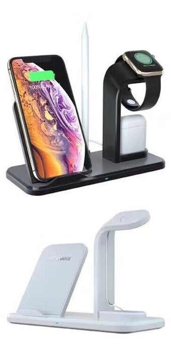 Wireless Charger Bracket – 10W Fast Charging with USB & Headphone Output, Black & White - Daily Goods