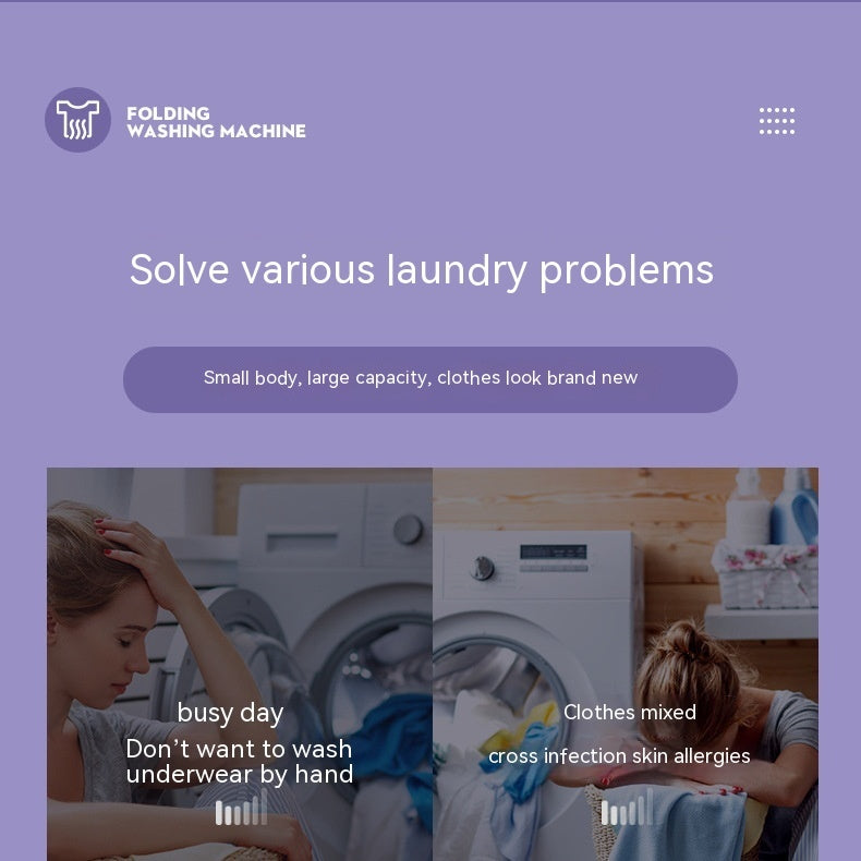 Plastic Folding Washing Machine Automatic Washing Clothes Dormitory Washing Integrated - Daily Goods