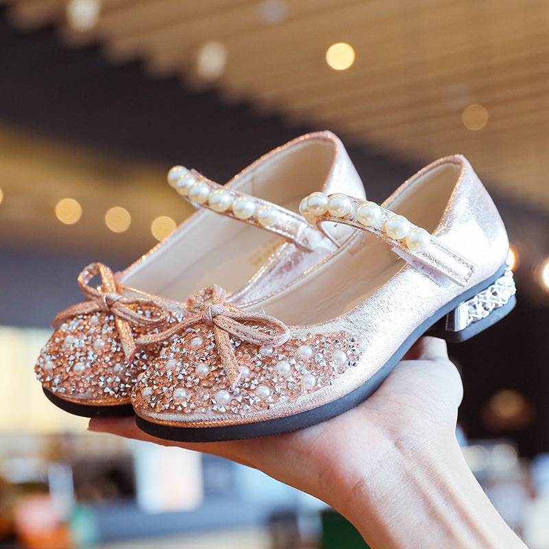 Leather Shoes Soft Sole Aisha Princess Shoes Children Crystal Shoes Flashing Baby Shoes - Daily Goods