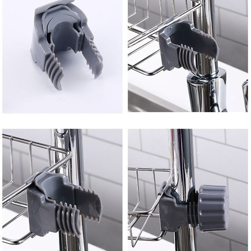Adjustable Sink Drain Rack Sponge Storage Faucet Holder Soap Drainer Shelf Basket Organizer Kitchen Bathroom Accessories - Daily Goods
