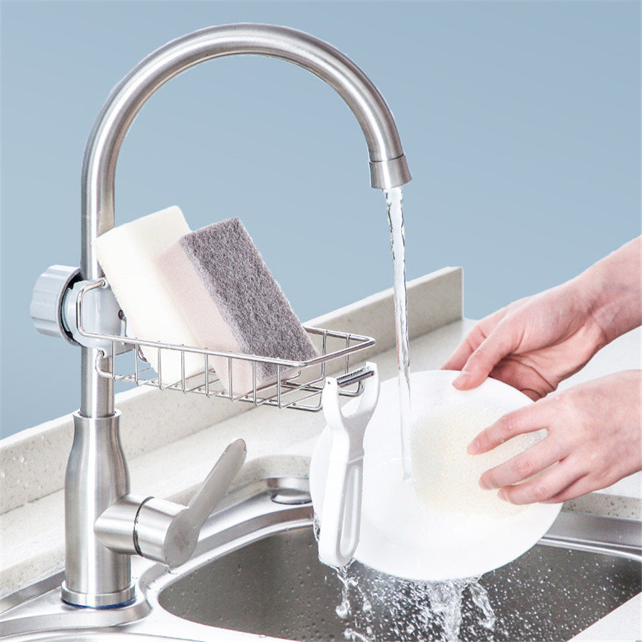 Adjustable Sink Drain Rack Sponge Storage Faucet Holder Soap Drainer Shelf Basket Organizer Kitchen Bathroom Accessories - Daily Goods