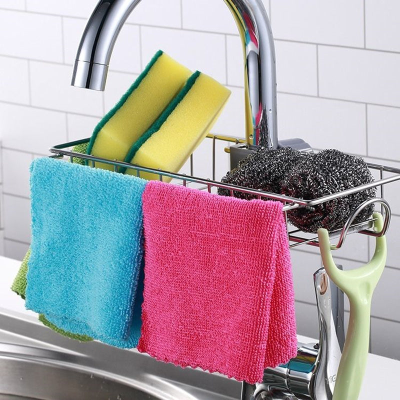 Adjustable Sink Drain Rack Sponge Storage Faucet Holder Soap Drainer Shelf Basket Organizer Kitchen Bathroom Accessories - Daily Goods