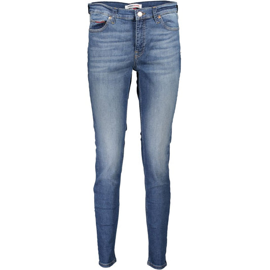 Tommy Hilfiger Blue Women’s Nora Mid Rise Skinny Jeans – Logo Detail &amp; Washed Effect - Daily Goods