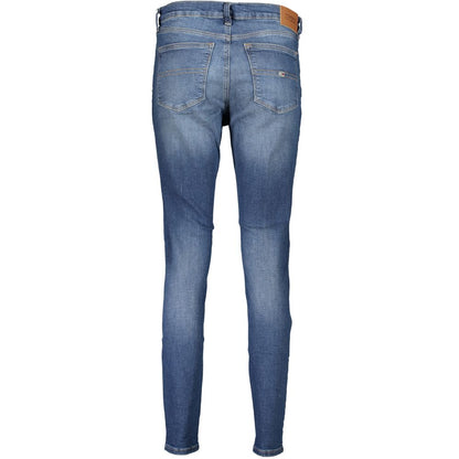 Tommy Hilfiger Blue Women’s Nora Mid Rise Skinny Jeans – Logo Detail &amp; Washed Effect - Daily Goods