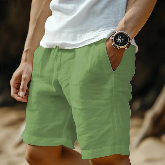 Men’s Cotton-Linen Shorts – Loose Fit British Style, 5th Length Summer Casual Pants - Daily Goods