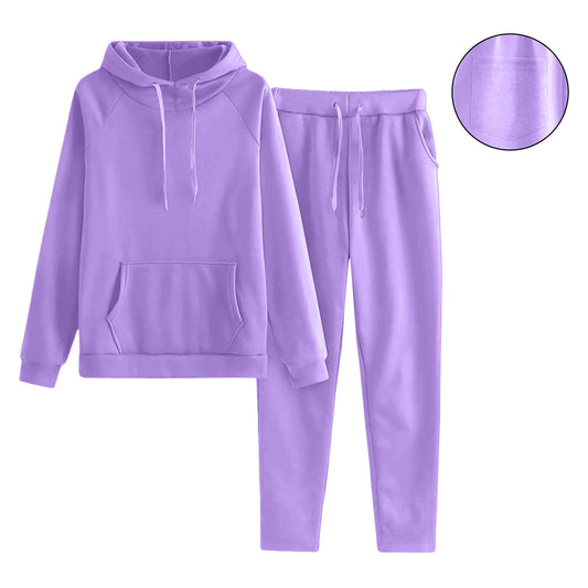 Women’s Solid Color Raglan Sleeve Sweater Trousers Set - Daily Goods