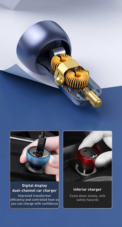 65W Dual-Port Fast Car Charger – Type-C & USB Quick Charge for Phones and Laptops - Daily Goods