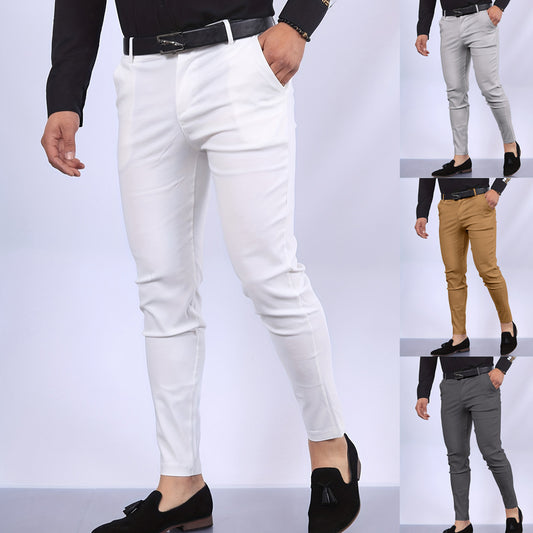 Men’s Pencil Pants – Mid-Waist Cotton & Polyester with Micro Elasticity - Daily Goods