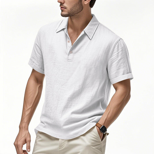 Men’s Slim-Fit Linen Pullover – Solid Color Lightweight Casual Shirt for Youth & Adults - Daily Goods