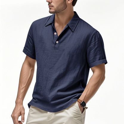 Men’s Slim-Fit Linen Pullover – Solid Color Lightweight Casual Shirt for Youth & Adults - Daily Goods