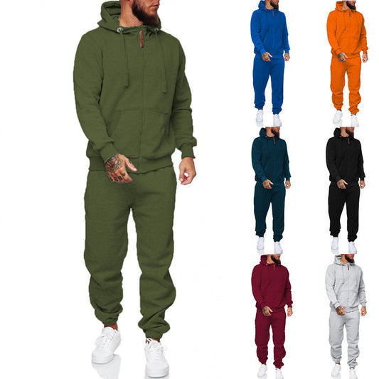 Men’s Winter Hooded Sports Tracksuit – Cotton Blend Coat & Trousers Set - Daily Goods