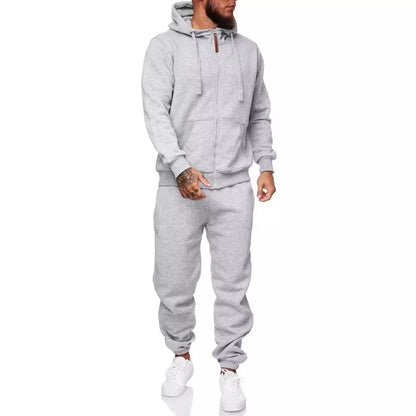 Men’s Winter Hooded Sports Tracksuit – Cotton Blend Coat & Trousers Set - Daily Goods