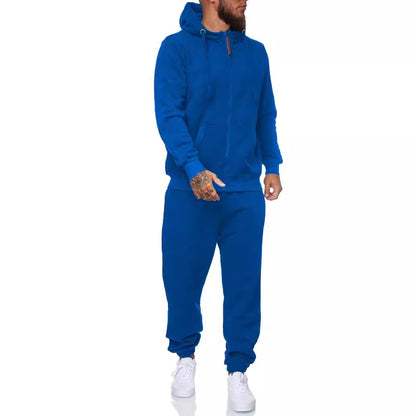 Men’s Winter Hooded Sports Tracksuit – Cotton Blend Coat & Trousers Set - Daily Goods