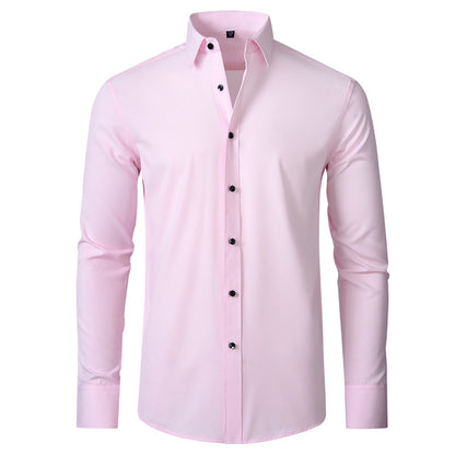 Men’s Slim-Fit Polyester Shirt – Lapel Collar, Casual Leisure Wear, Multiple Colors - Daily Goods