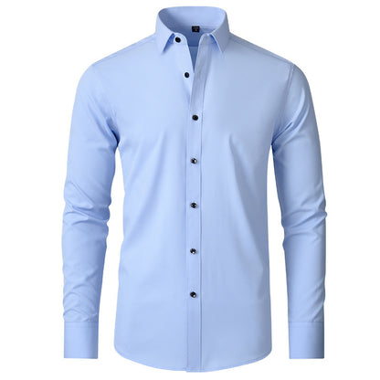 Men’s Slim-Fit Polyester Shirt – Lapel Collar, Casual Leisure Wear, Multiple Colors - Daily Goods