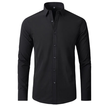 Men’s Slim-Fit Polyester Shirt – Lapel Collar, Casual Leisure Wear, Multiple Colors - Daily Goods