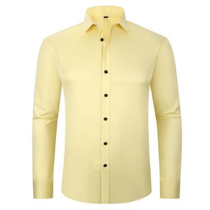 Men’s Slim-Fit Polyester Shirt – Lapel Collar, Casual Leisure Wear, Multiple Colors - Daily Goods
