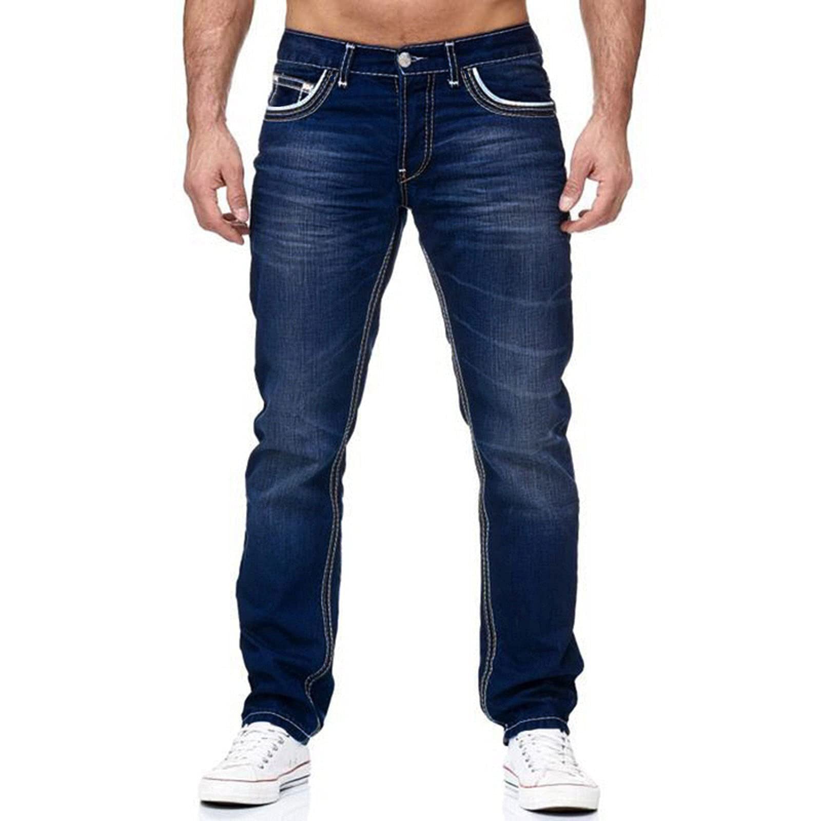 Men’s Cotton Pencil Pants – Mid Waist Slim Fit Jeans with Zipper Fly - Daily Goods