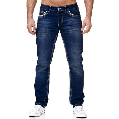 Men’s Cotton Pencil Pants – Mid Waist Slim Fit Jeans with Zipper Fly - Daily Goods