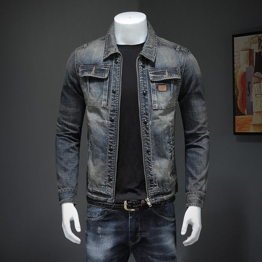 Men’s Denim Casual Jacket – Cotton Blend, Side Slit Pockets, Regular Fit - Daily Goods