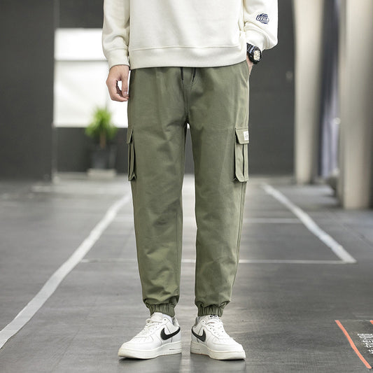 Men’s Loose Cotton Cargo Pants – Multi-Pocket Middle Waist Casual Trousers - Daily Goods