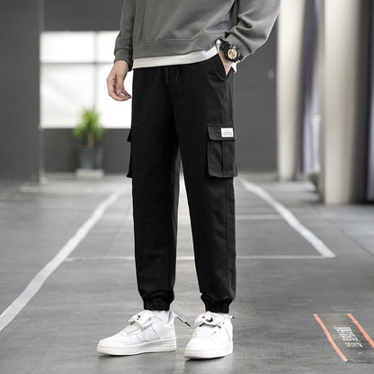 Men’s Loose Cotton Cargo Pants – Multi-Pocket Middle Waist Casual Trousers - Daily Goods