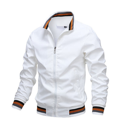 Men’s Fit-Type Stand-Up Collar Jacket – Zipper Closure, Polyester Fiber, Casual Outerwear - Daily Goods