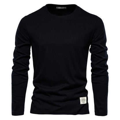 Men’s Solid Color Cotton T-Shirt – Casual Long Sleeve Leisure Top for Men - Daily Goods