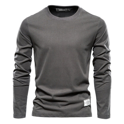 Men’s Solid Color Cotton T-Shirt – Casual Long Sleeve Leisure Top for Men - Daily Goods