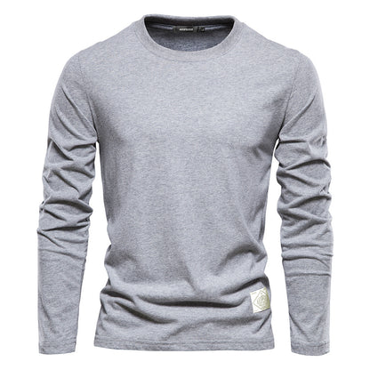 Men’s Solid Color Cotton T-Shirt – Casual Long Sleeve Leisure Top for Men - Daily Goods