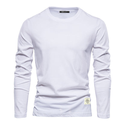 Men’s Solid Color Cotton T-Shirt – Casual Long Sleeve Leisure Top for Men - Daily Goods