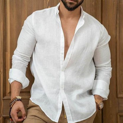 Men’s Cotton-Linen Blend Shirt – Wrinkle-Free, Casual Summer Wear, Short & Long Sleeve Options - Daily Goods
