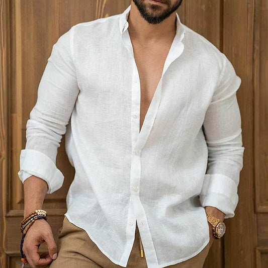Men’s Cotton-Linen Blend Shirt – Wrinkle-Free, Casual Summer Wear, Short & Long Sleeve Options - Daily Goods
