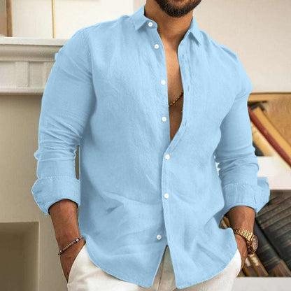 Men’s Cotton-Linen Blend Shirt – Wrinkle-Free, Casual Summer Wear, Short & Long Sleeve Options - Daily Goods