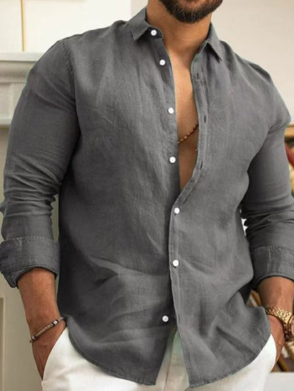 Men’s Cotton-Linen Blend Shirt – Wrinkle-Free, Casual Summer Wear, Short & Long Sleeve Options - Daily Goods