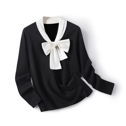French Style Artistic Simple Professional Style Long Sleeve Tie Top - Daily Goods