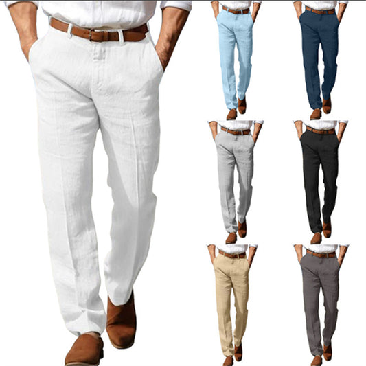 Men’s Linen Business Formal Pants – Straight Fit Trousers Office Wear - Daily Goods