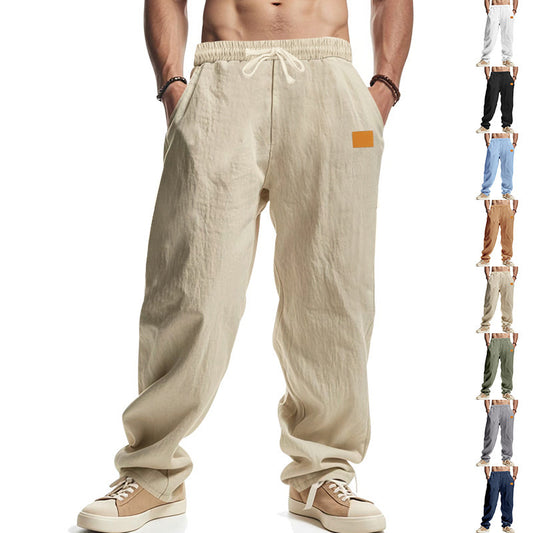 Men’s Linen Pants – Mid-Waist, Solid Color, Casual Summer Trousers - Daily Goods