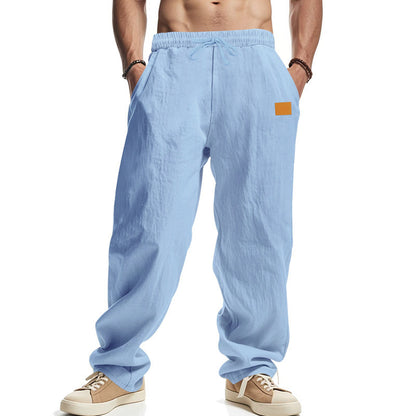 Men’s Linen Pants – Mid-Waist, Solid Color, Casual Summer Trousers - Daily Goods