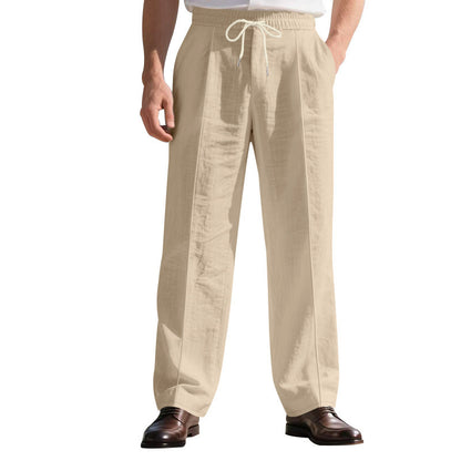 Men’s Linen Trousers – Thin, Mid-Waist, Long Straight-Leg Pants, Summer Casual - Daily Goods