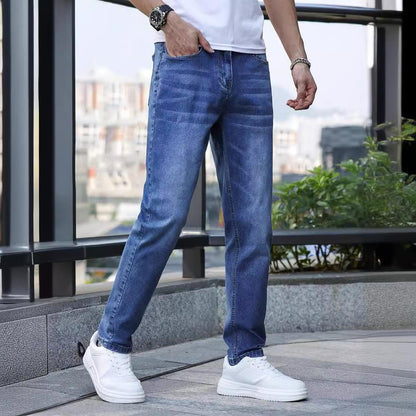 Men’s Mid-Waist Denim Trousers – Slim Fit Horn Leg Jeans for Daily Wear - Daily Goods