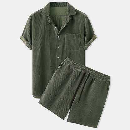 Men's Leisure Set – Short Sleeve Top & Pants, Solid Color Casual Outfit - Daily Goods