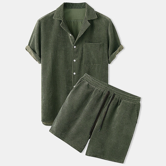 Men's Leisure Set – Short Sleeve Top & Pants, Solid Color Casual Outfit - Daily Goods