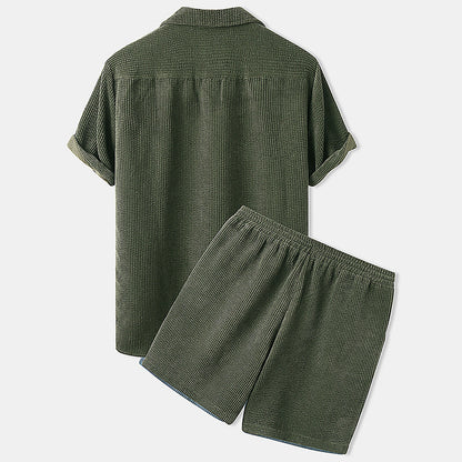 Men's Leisure Set – Short Sleeve Top & Pants, Solid Color Casual Outfit - Daily Goods